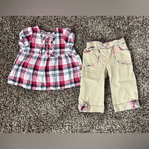 Gymboree pink and blue plaid pant outfit